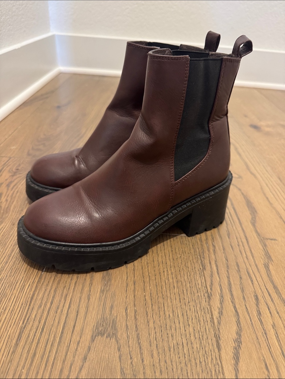 Madden Girl Dark Brown Chelsea Lug-Heel Boots